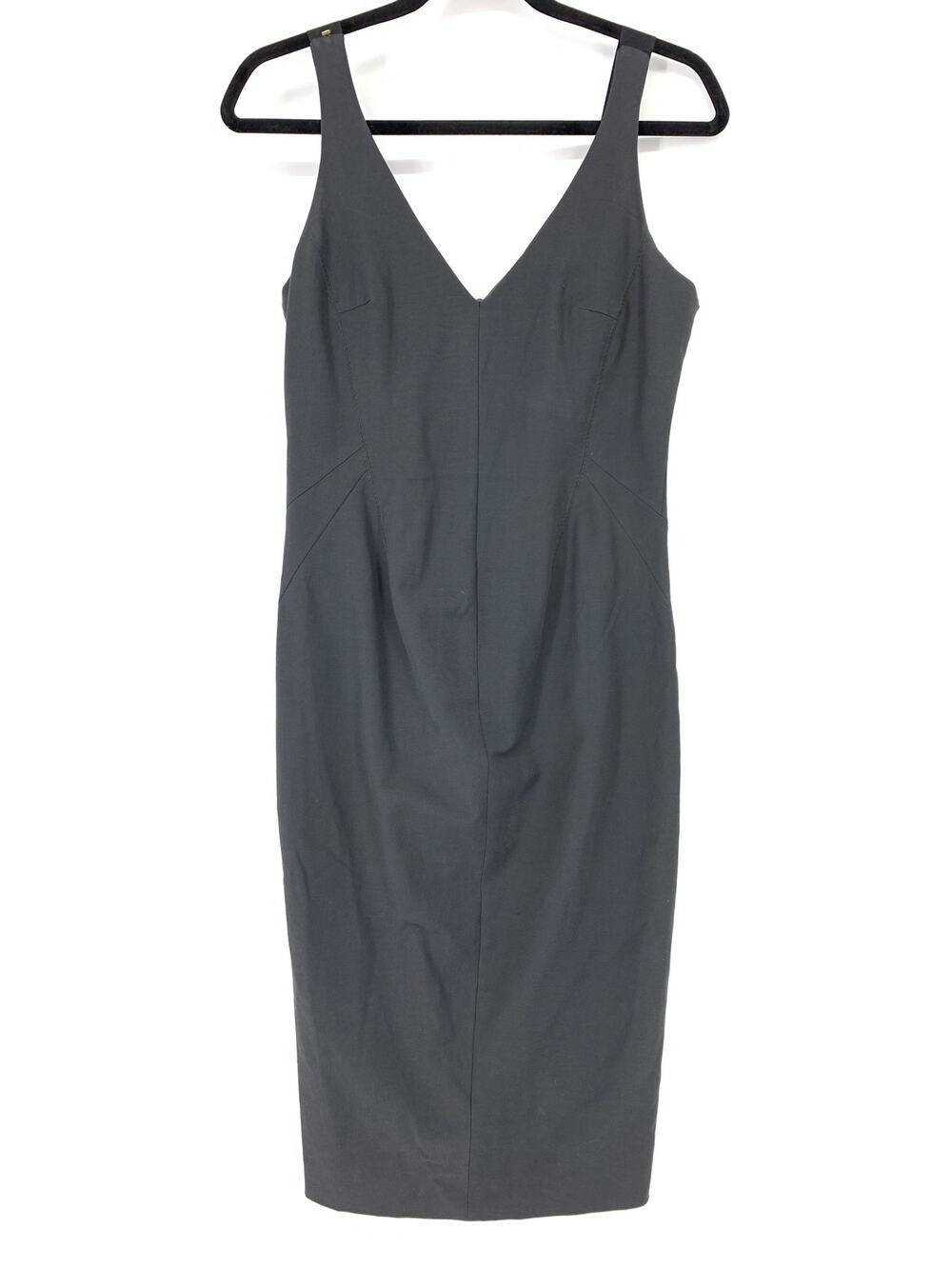 SPORTMAX Dress Women's Size 8 Fitted V Neck Sheath Sleeveless Solid Dark Gray